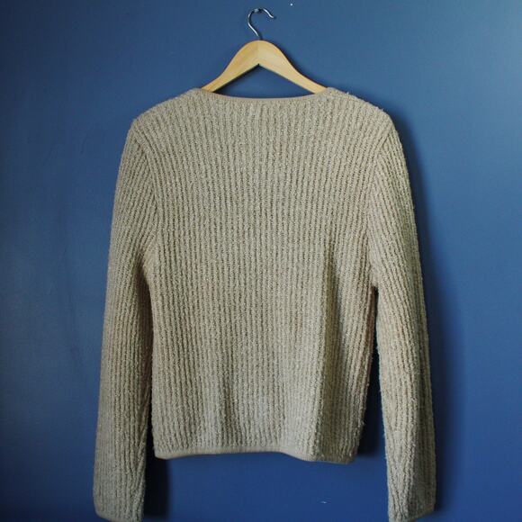 Vintage 90s Knit Cardigan | Slouchy Neutral Textured Sweater | Size M - Picture 4 of 7